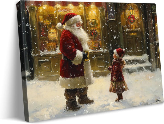 Vintage Santa Canvas Wall Art for Holiday Home Decor 30x20in