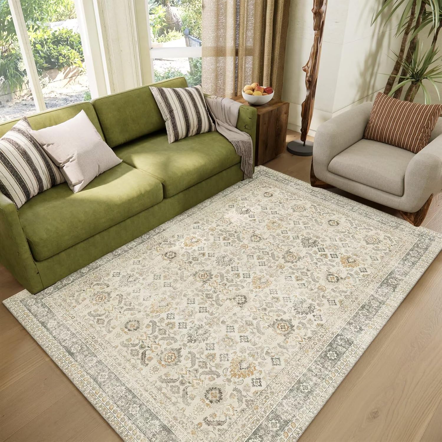 Washable 4x6 Rugs for Living Room with Non-Slip Backing