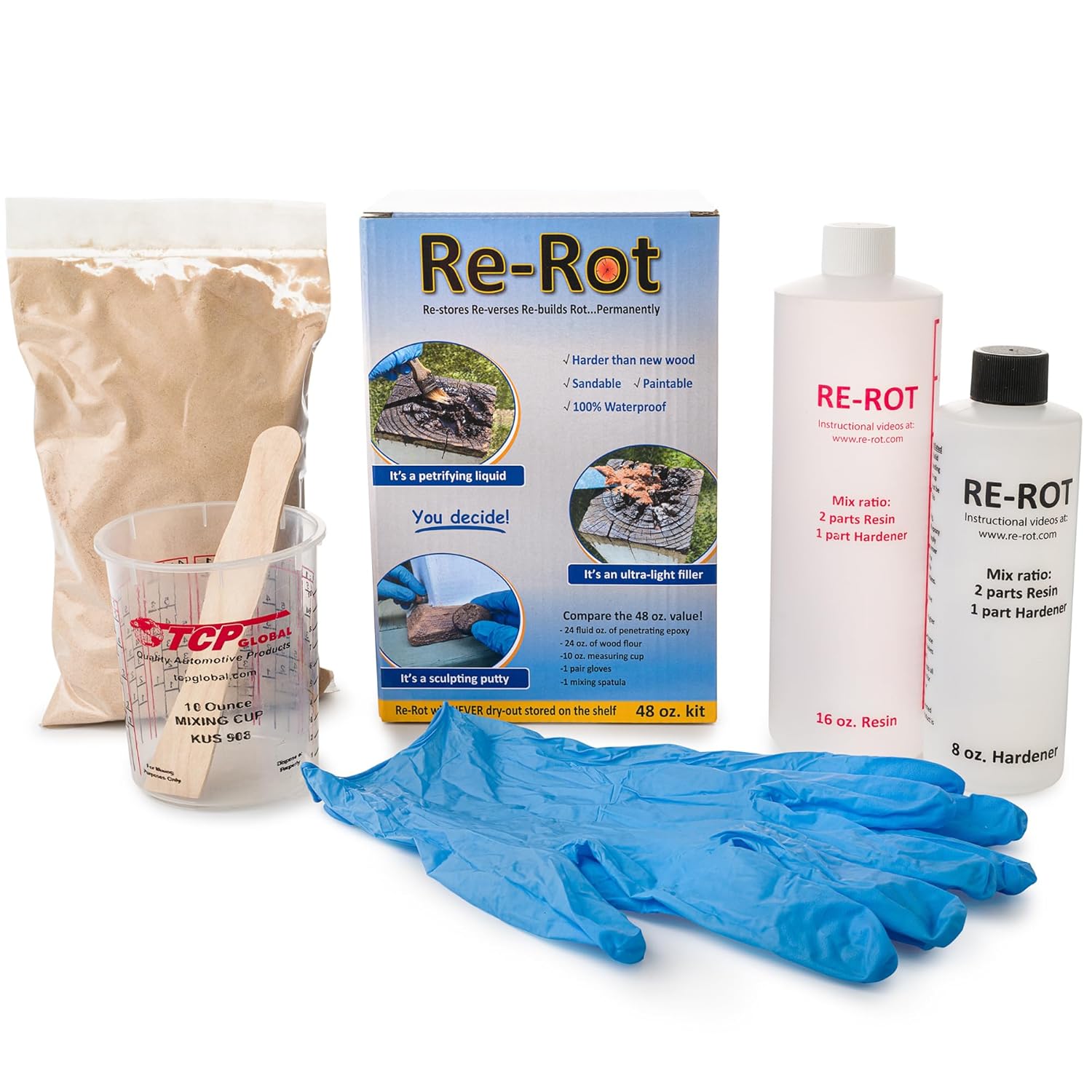 Re-Rot 48-Ounce Epoxy Rot Repair Kit for Wood Restoration