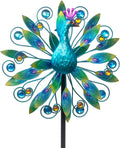 Stargarden 58 in Peacock Wind Spinner - Colorful Dual-Rotor Garden Art