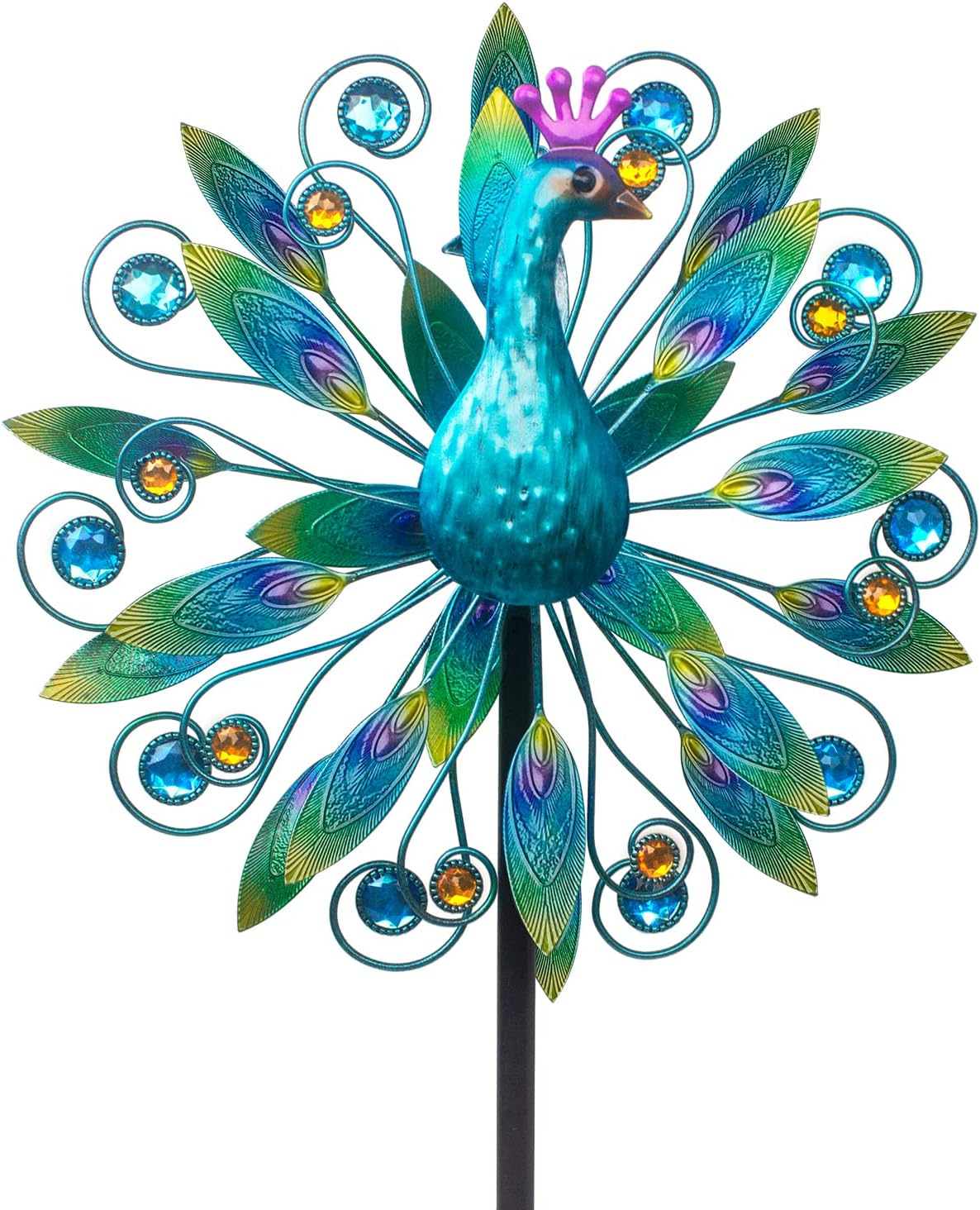Stargarden 58 Inch Peacock Wind Spinner for Garden Decor
