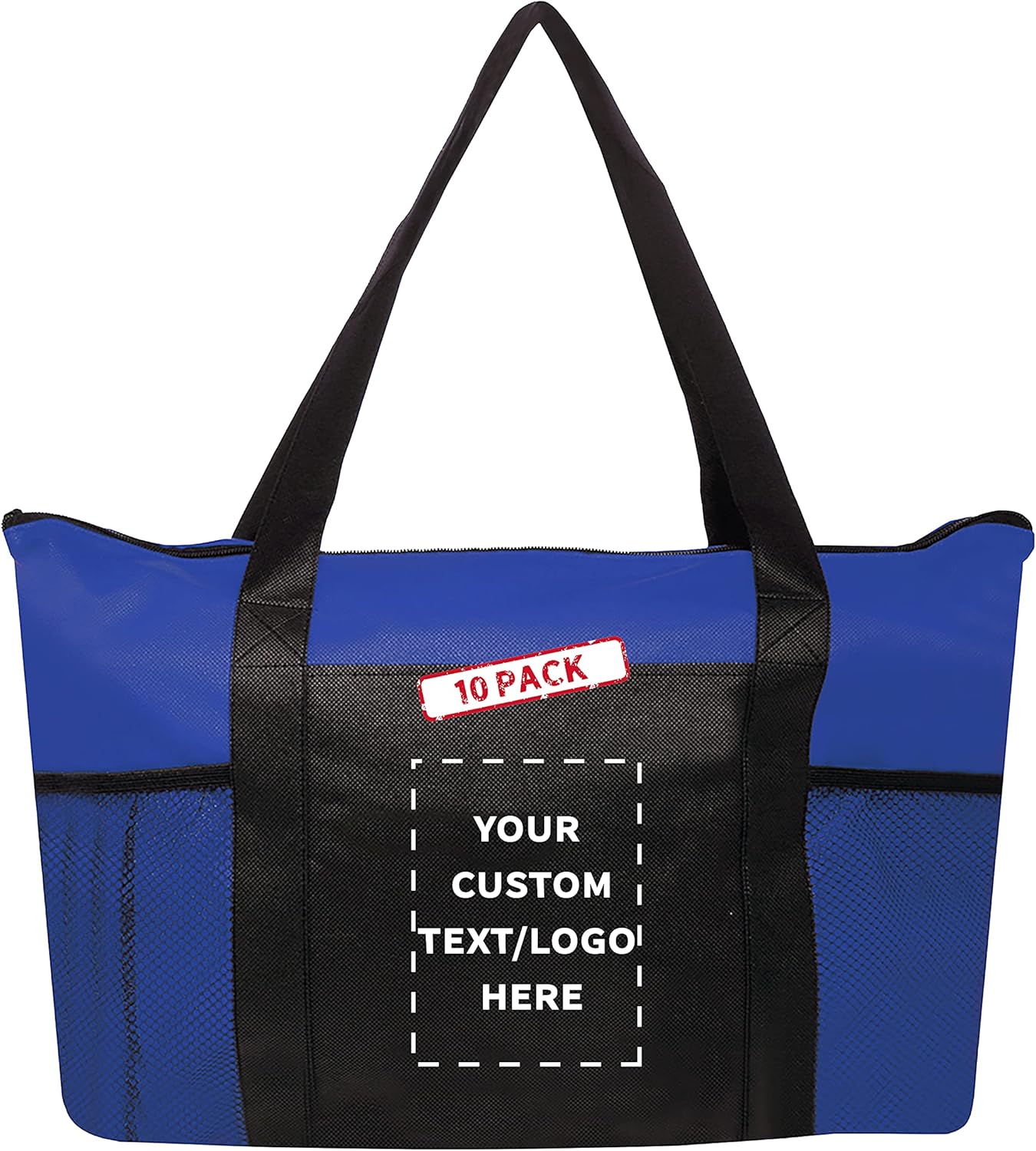 Customizable 10 Zippered Non-Woven Tote Bags Set for Events