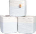 NaturalCozy 13 Inch Cube Storage Bins - Sturdy Cotton Rope 3-Pack