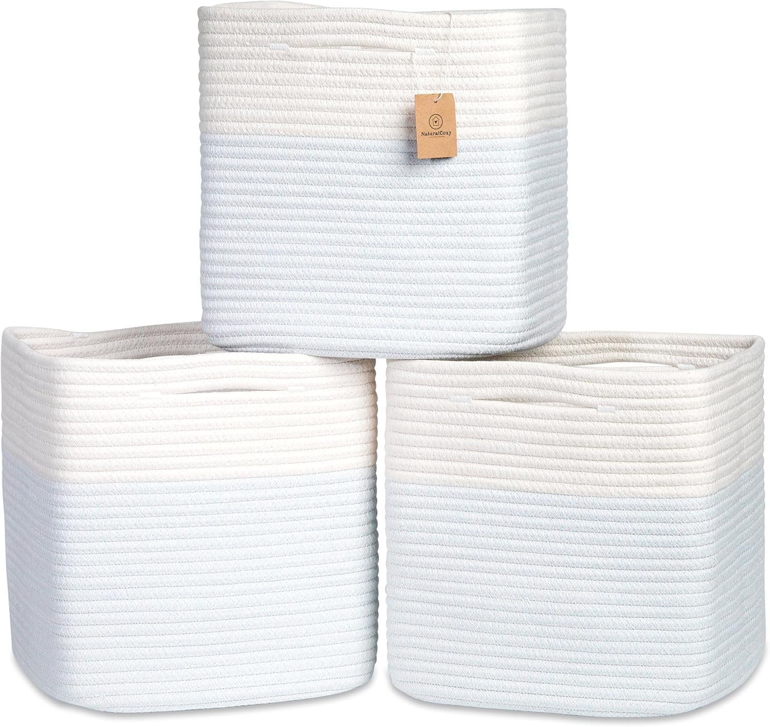 NaturalCozy 13 Inch Cube Storage Bins for Organizing 3-Pack