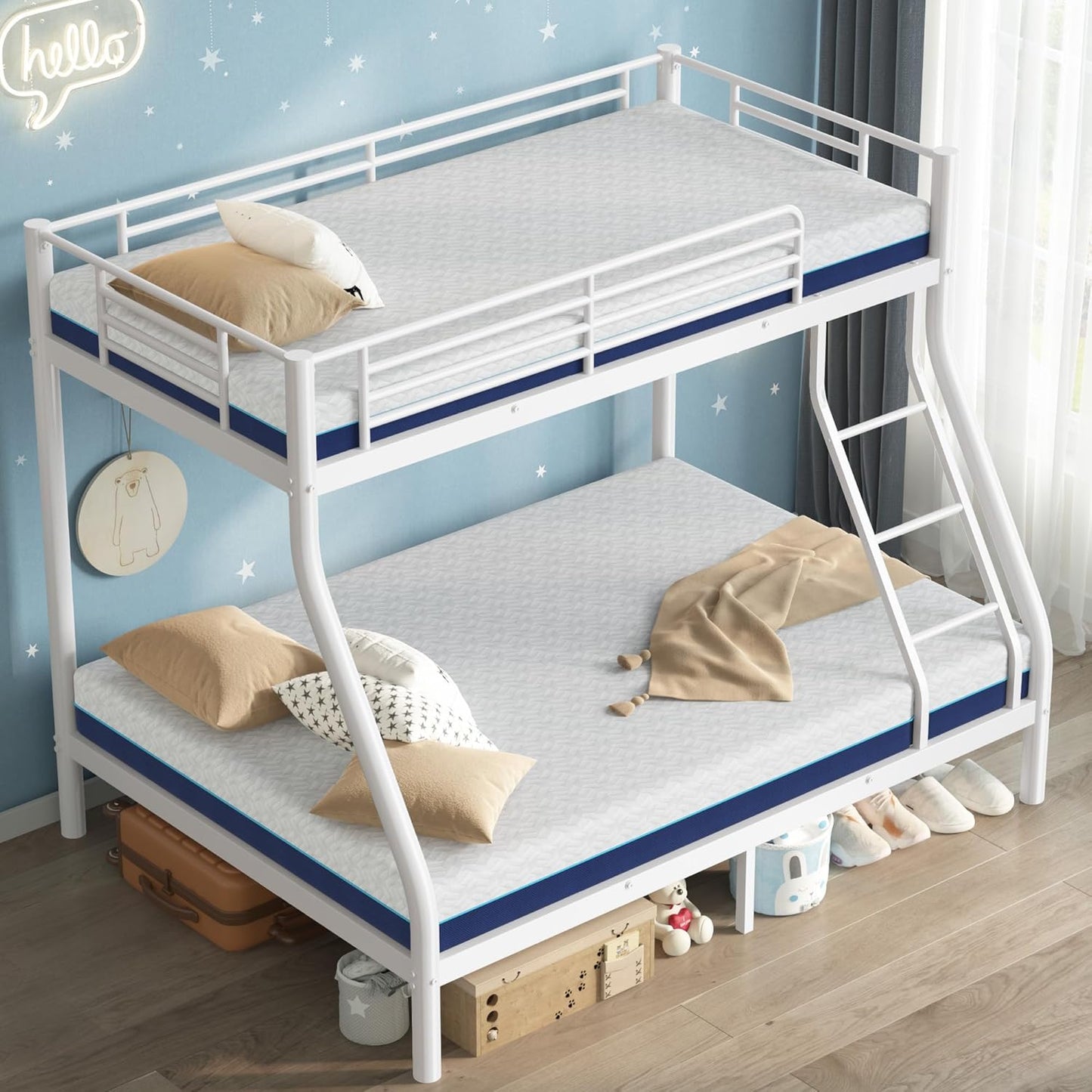 Bunk Beds Twin Over Full Size with 6in Mattresses Included