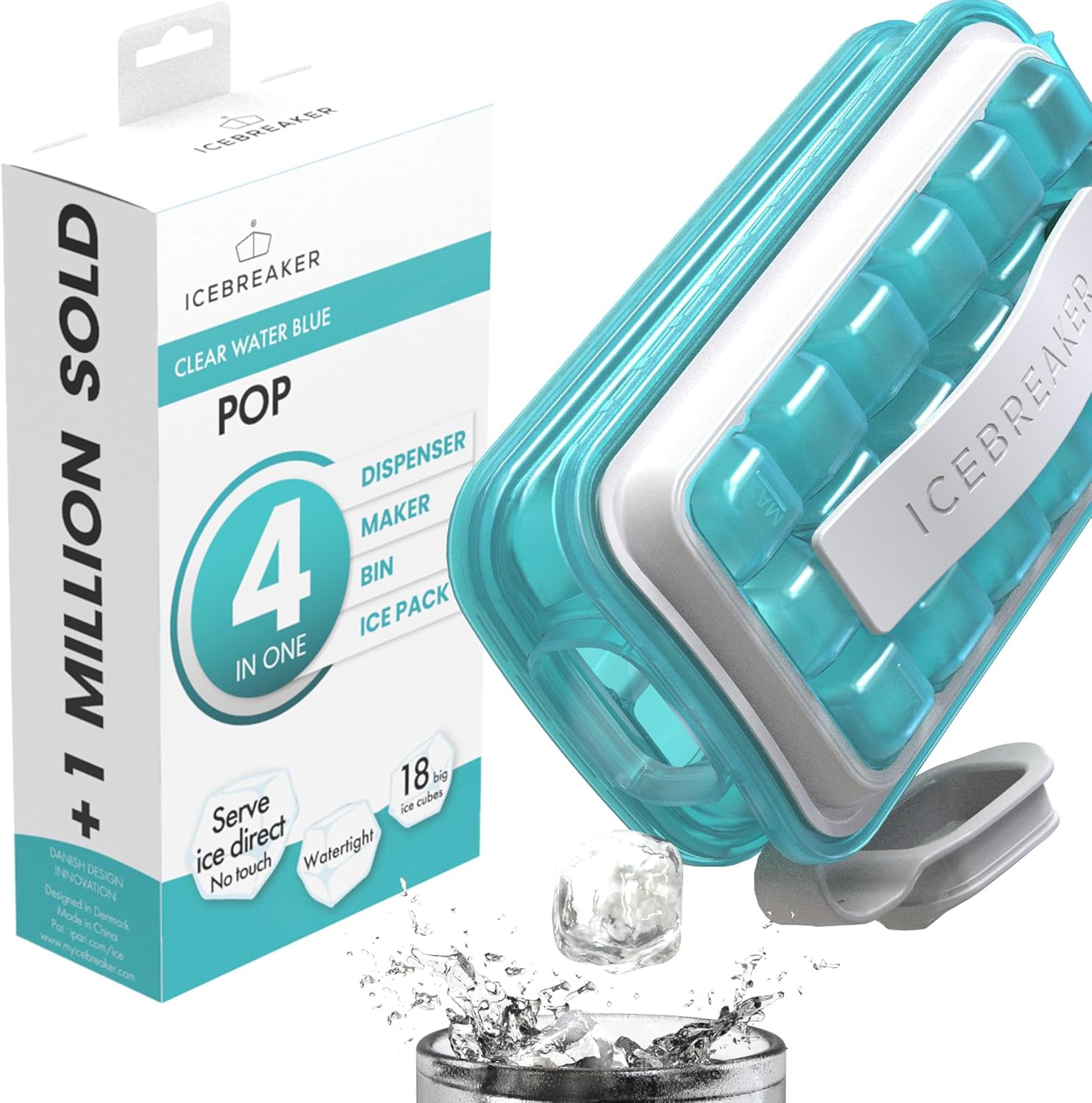 No Spill Ice Cube Tray - 18 Cubes/Serv - by ICEBREAKER