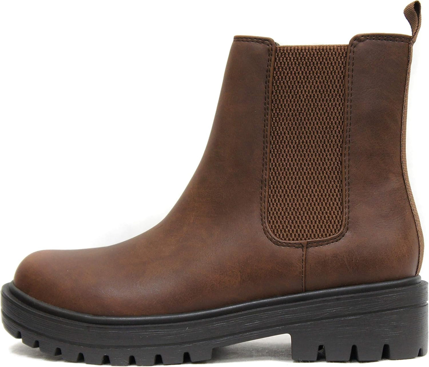 Soda Women Lug Sole Low Heel Chelsea Ankle Bootie for Style