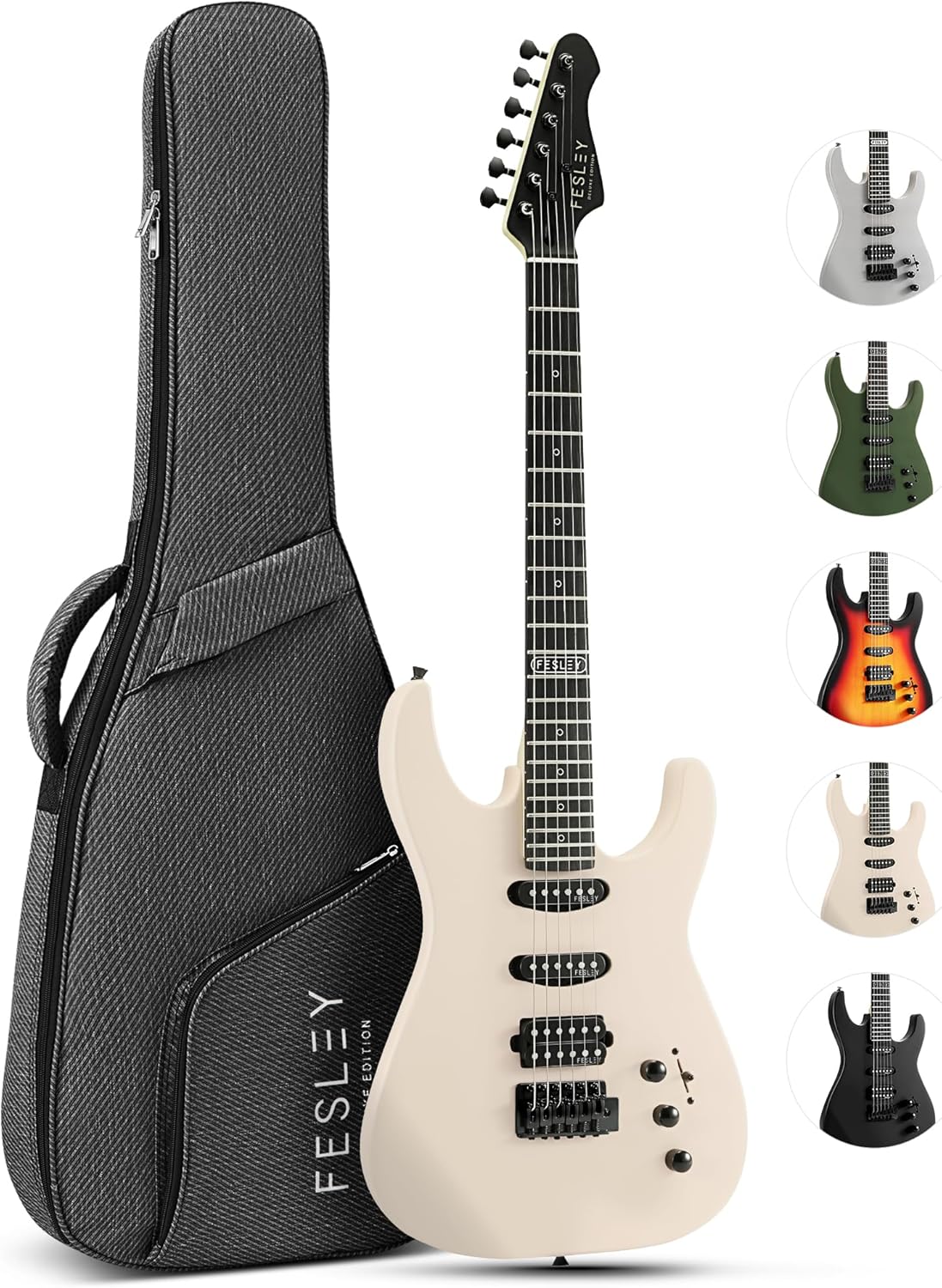 Fesley 39 inch Electric Guitar Kit with HSS Pickups for Beginners