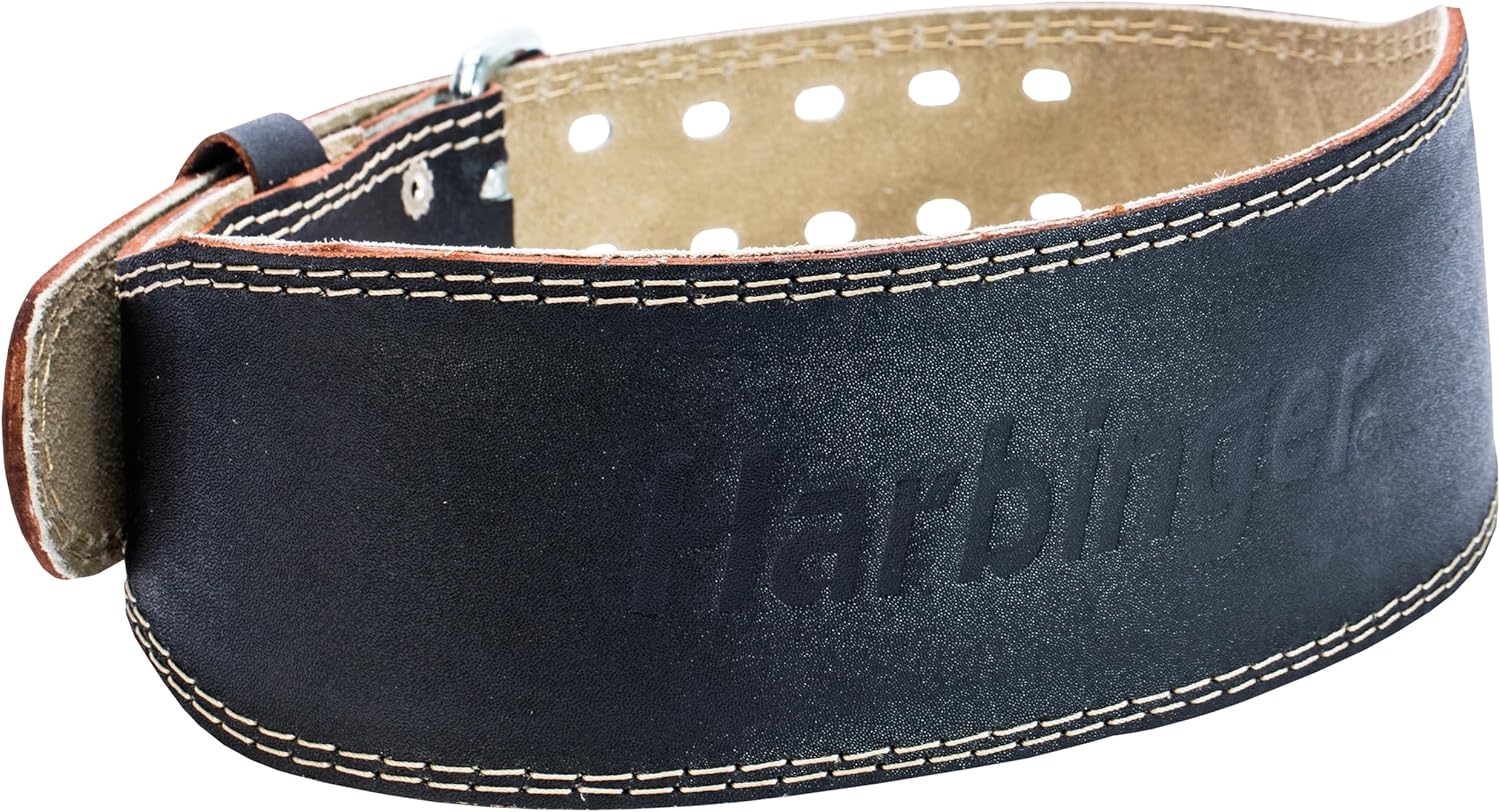 Harbinger Padded Leather Contoured Weightlifting Belt for Support