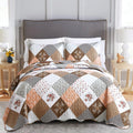 Dinjoy Floral Plaid Patchwork Quilt Set Twin Size - Lightweight