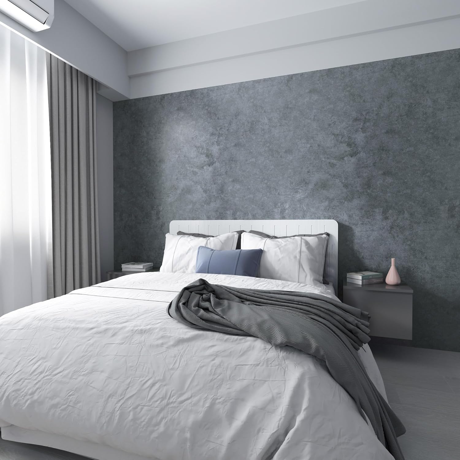 Large Size Dark Blue Grey Concrete Wallpaper Peel and Stick