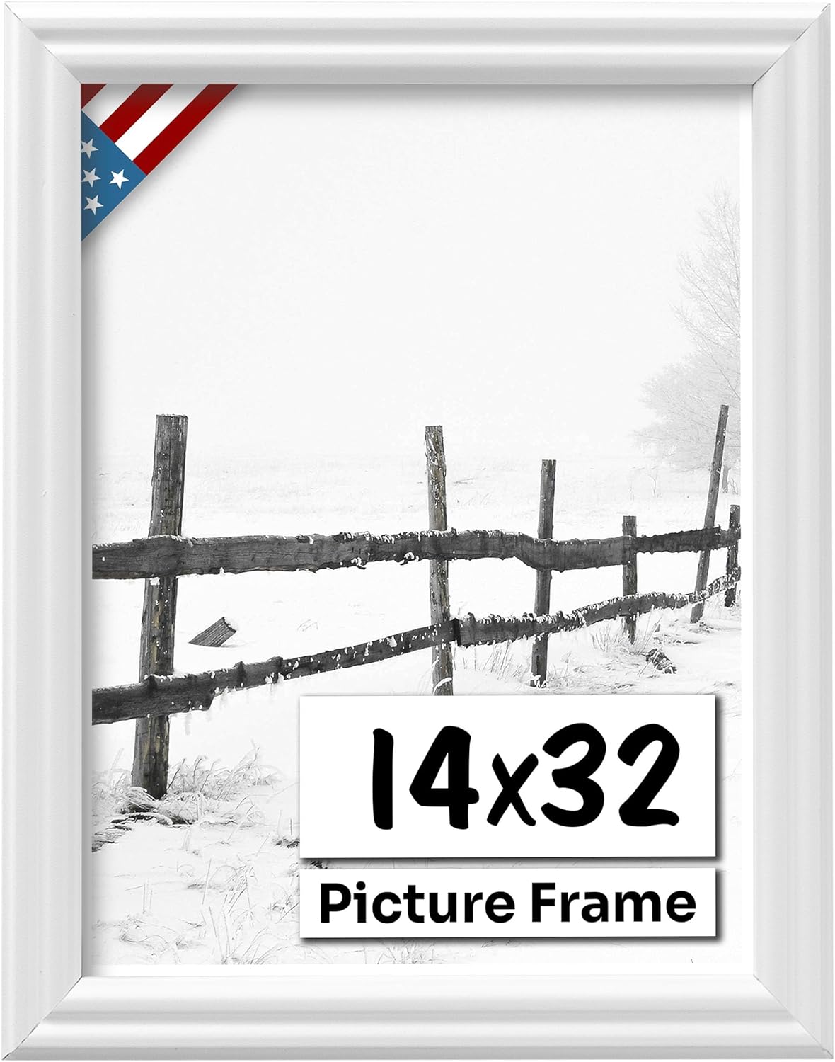 White 14x32 Picture Frame with UV-Blocking Plexiglass for Art