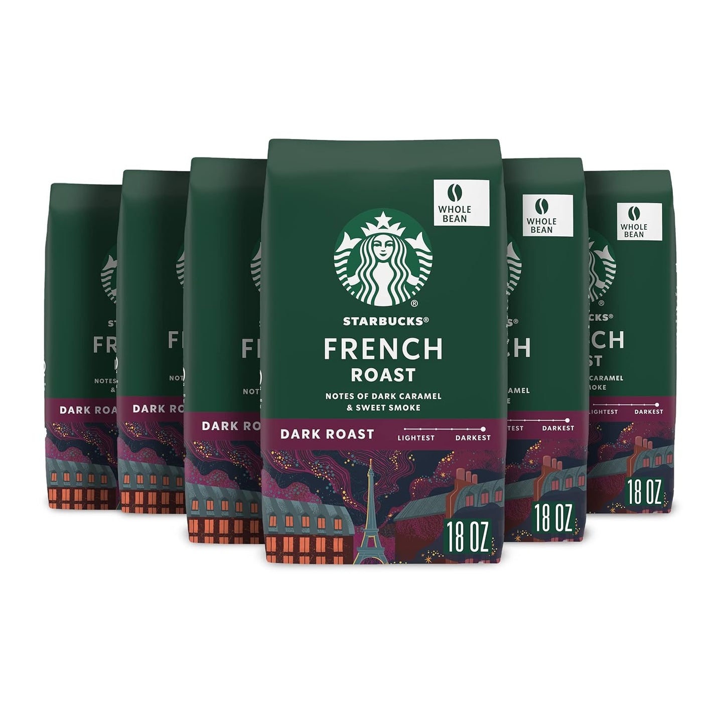Starbucks Whole Bean Coffee Dark Roast French Roast 6 Bags