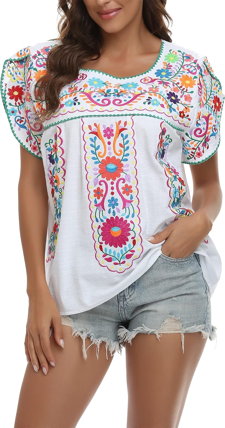 YZXDORWJ Women's Summer Boho Embroidery Tunic Top for Comfort