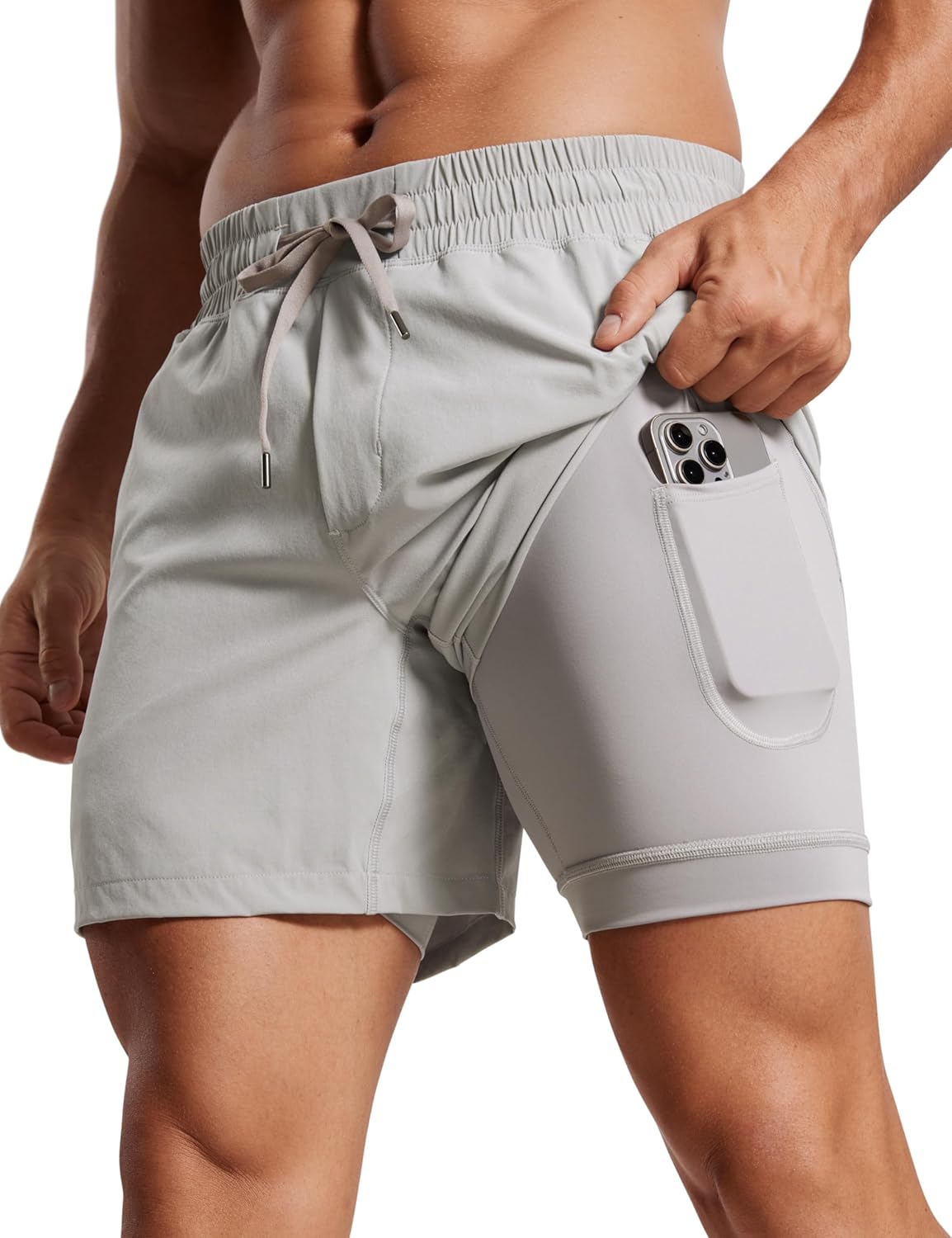 CRZ YOGA Men's 2 in 1 Running Shorts - Quick Dry Athletic Wear