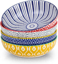 Selamica Ceramic Large Pasta Bowls Set of 4, 8 inch Vibrant Colors