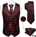 Men's Paisley Jacquard Suit Vest Set - 5PCS Dress Waistcoat Set