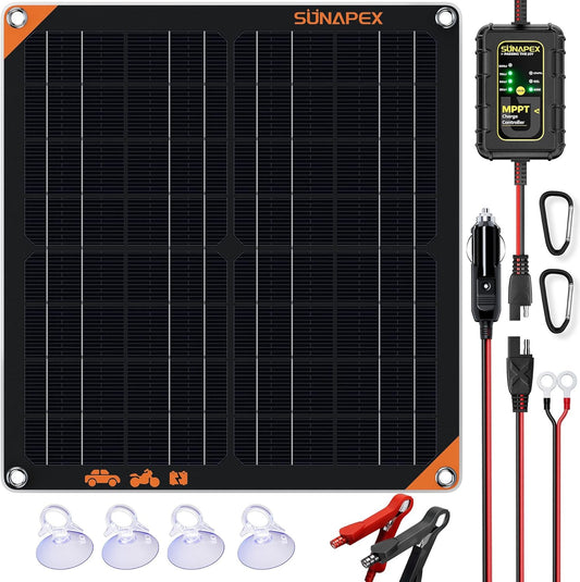 20W Flexible Solar Panel with MPPT Charge Controller for 12V