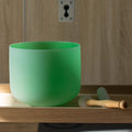 Leize Quartz Crystal Singing Bowl F Note 432 hz Heart Chakra Green