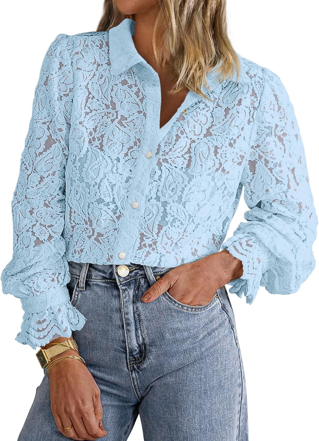 BTFBM Long Sleeve Lace Blouses for Women - Dressy Casual Tops