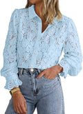 Long Sleeve Lace Blouses for Women - See Through Floral Lace Top