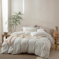 Pinstripe Duvet Cover King Size 104in x 90in - Soft Washed Cotton