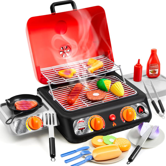 JOYIN Kids BBQ Grill Playset - Lights, Sounds & Color-Changing Food!