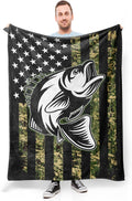 Camo Fishing Blanket for Men - Soft Fleece Fish Throw 50 x 60 in