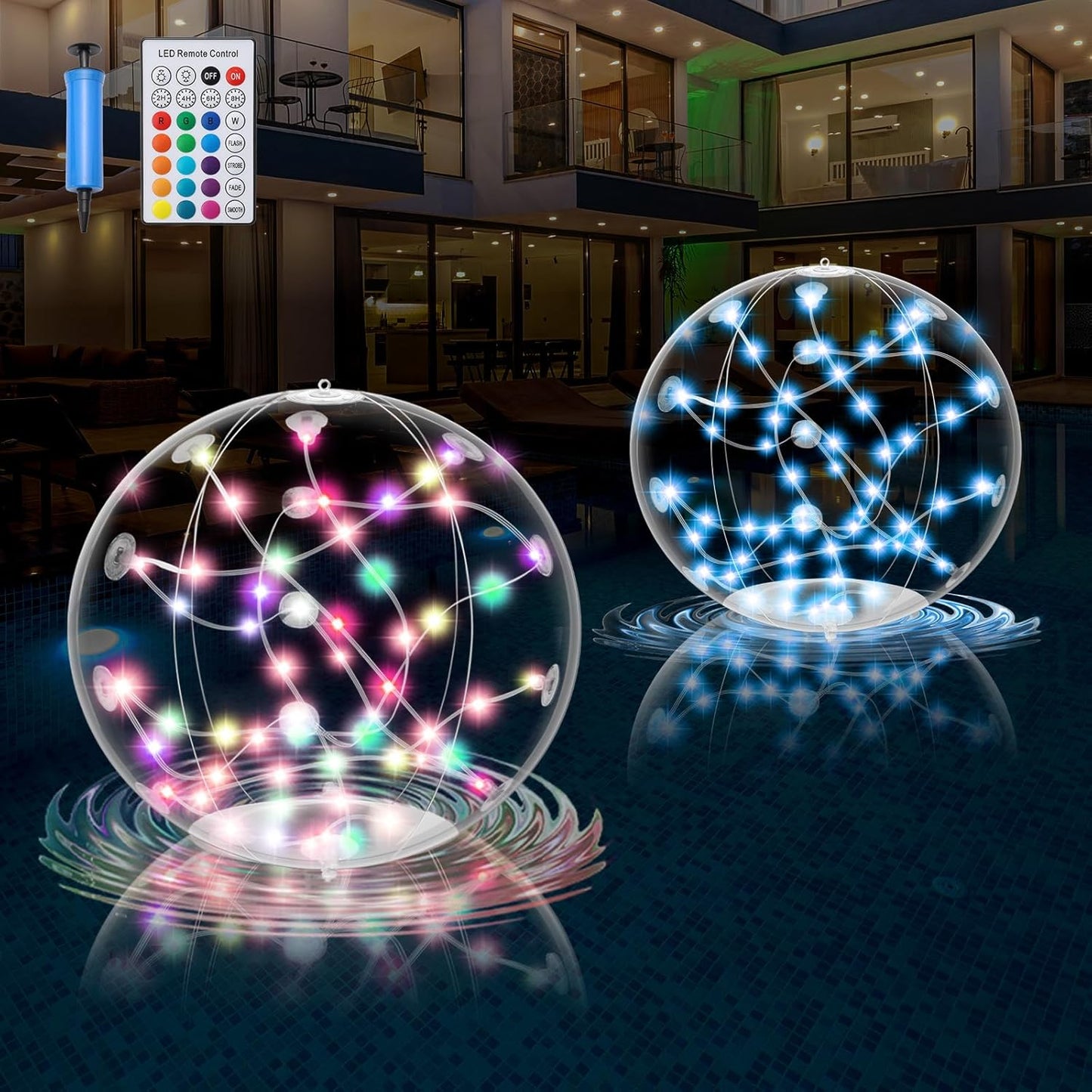 2 Pack Solar Floating Pool Lights for Vibrant Outdoor Decor