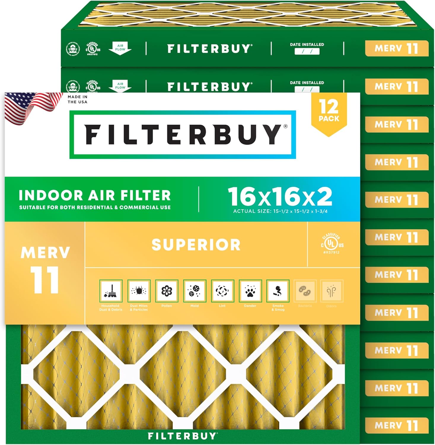 16x16x2 Air Filter MERV 11 for Enhanced Indoor Air Quality