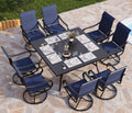 PHI VILLA 9 Piece Outdoor Patio Dining Set for 8 - Comfortable Swivel