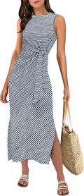 Womens Summer Casual Sleeveless T Shirt Midi Dress for 2025
