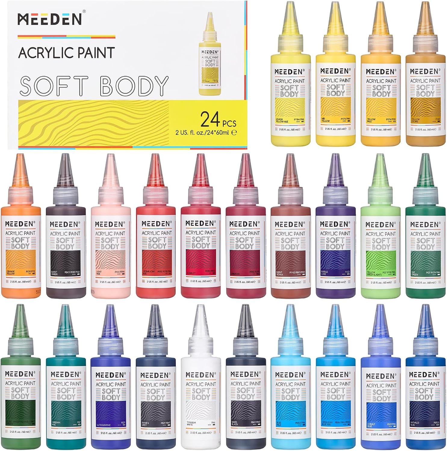 MEEDEN Soft Body Acrylic Paints Set for Artists and Students