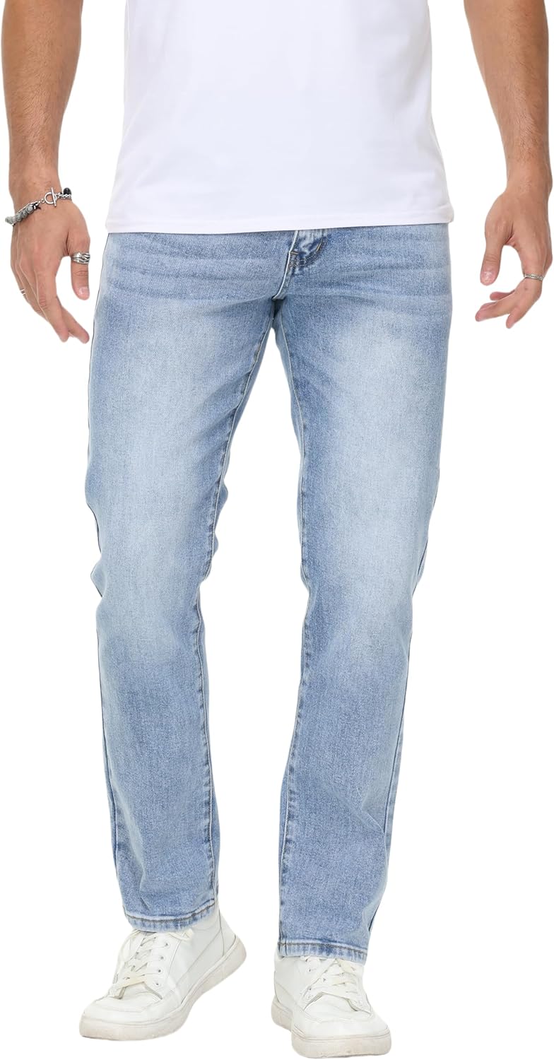 Men's Stretch Regular Fit Straight-Leg Denim Pants for Comfort