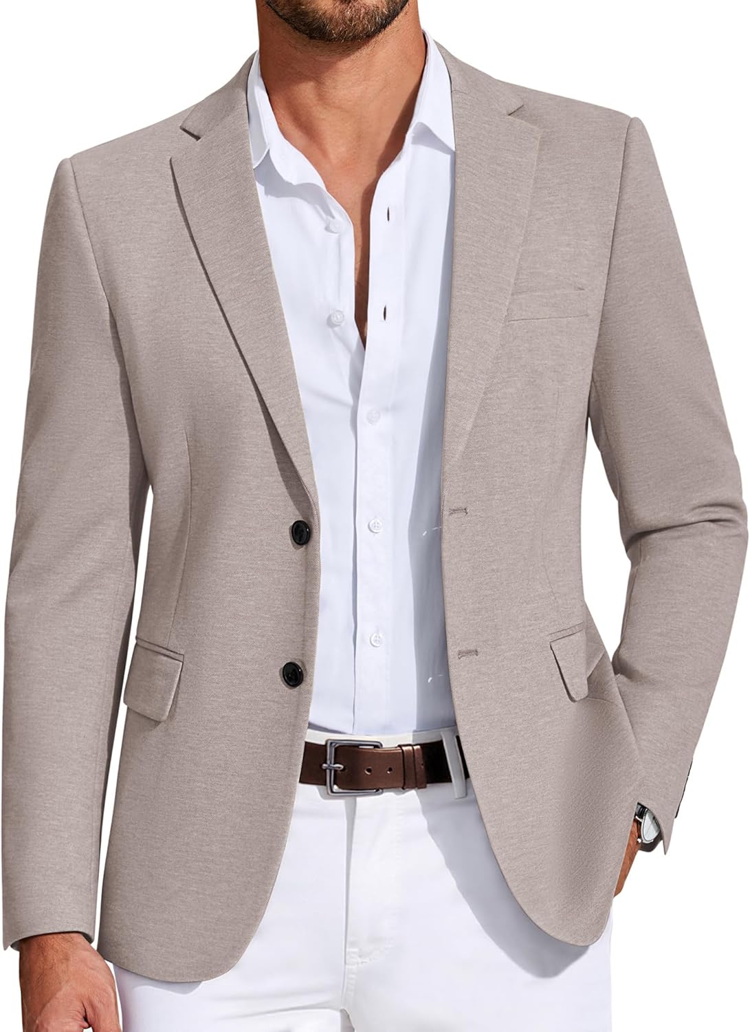 COOFANDY Mens Casual Blazer Lightweight Two Button Suit Jacket