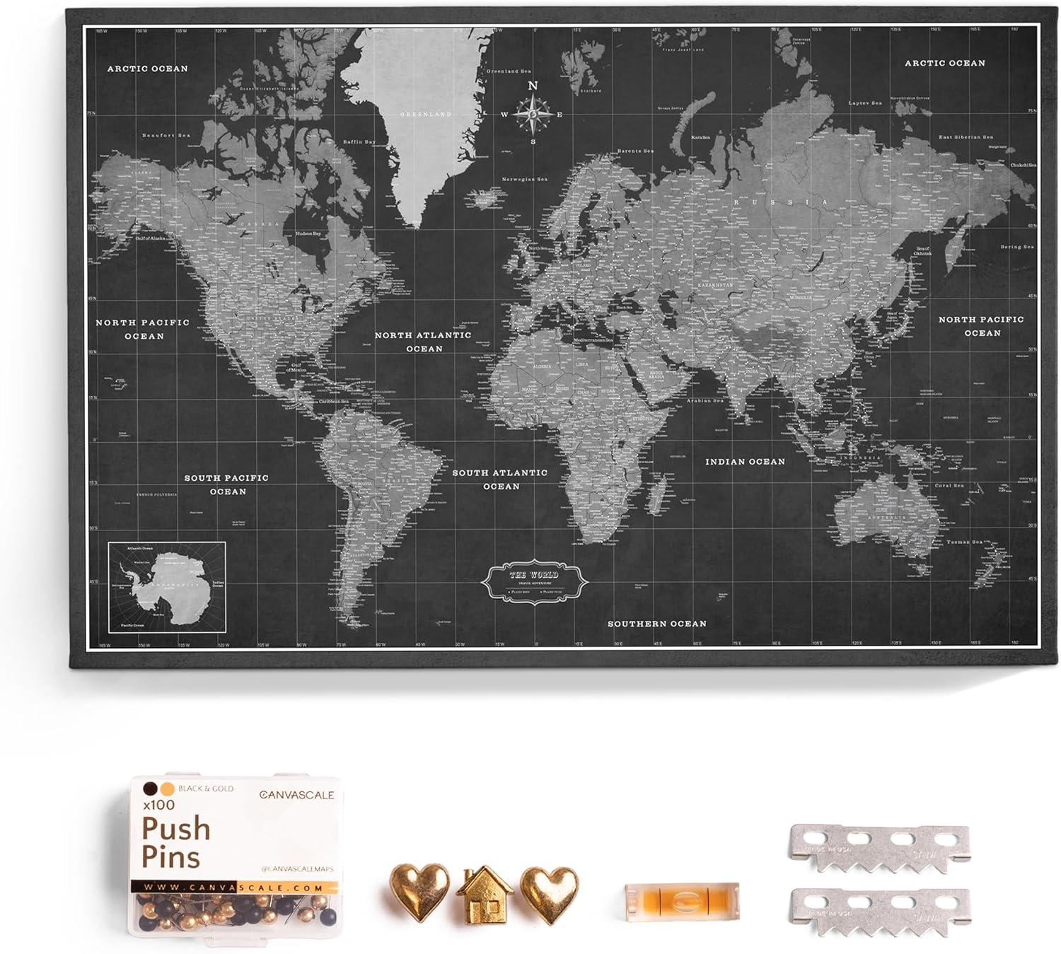 Canvas World Map Cork Pin Board for Stylish Home Decoration