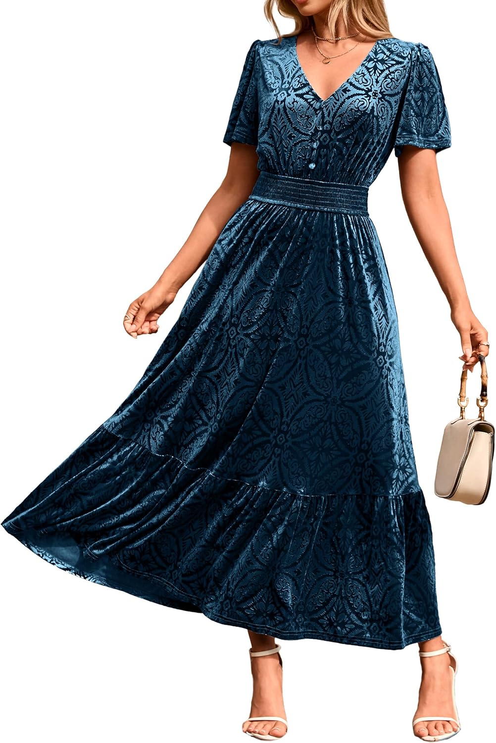 Simplee Womens Fall Velvet Dress for Weddings and Parties
