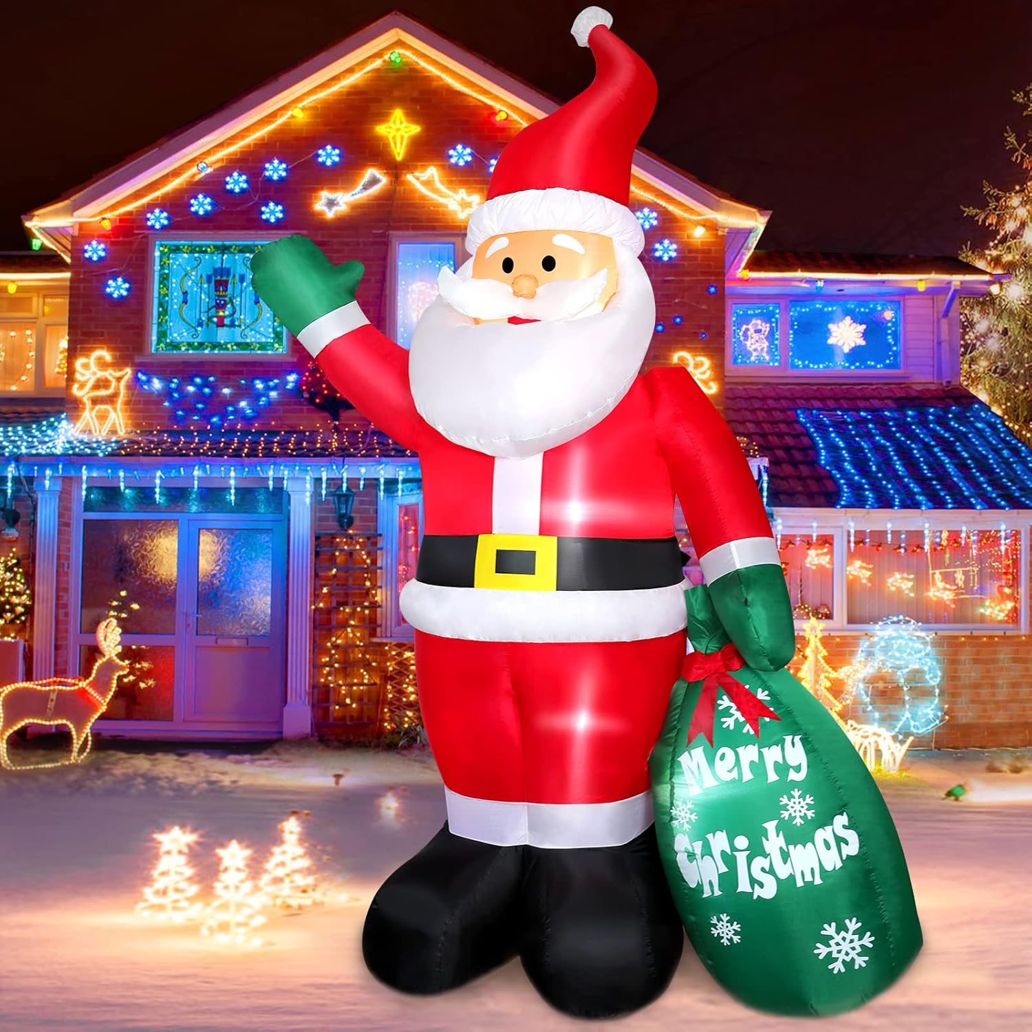 8 FT Christmas Inflatable Santa Claus for Yard Decor with Lights