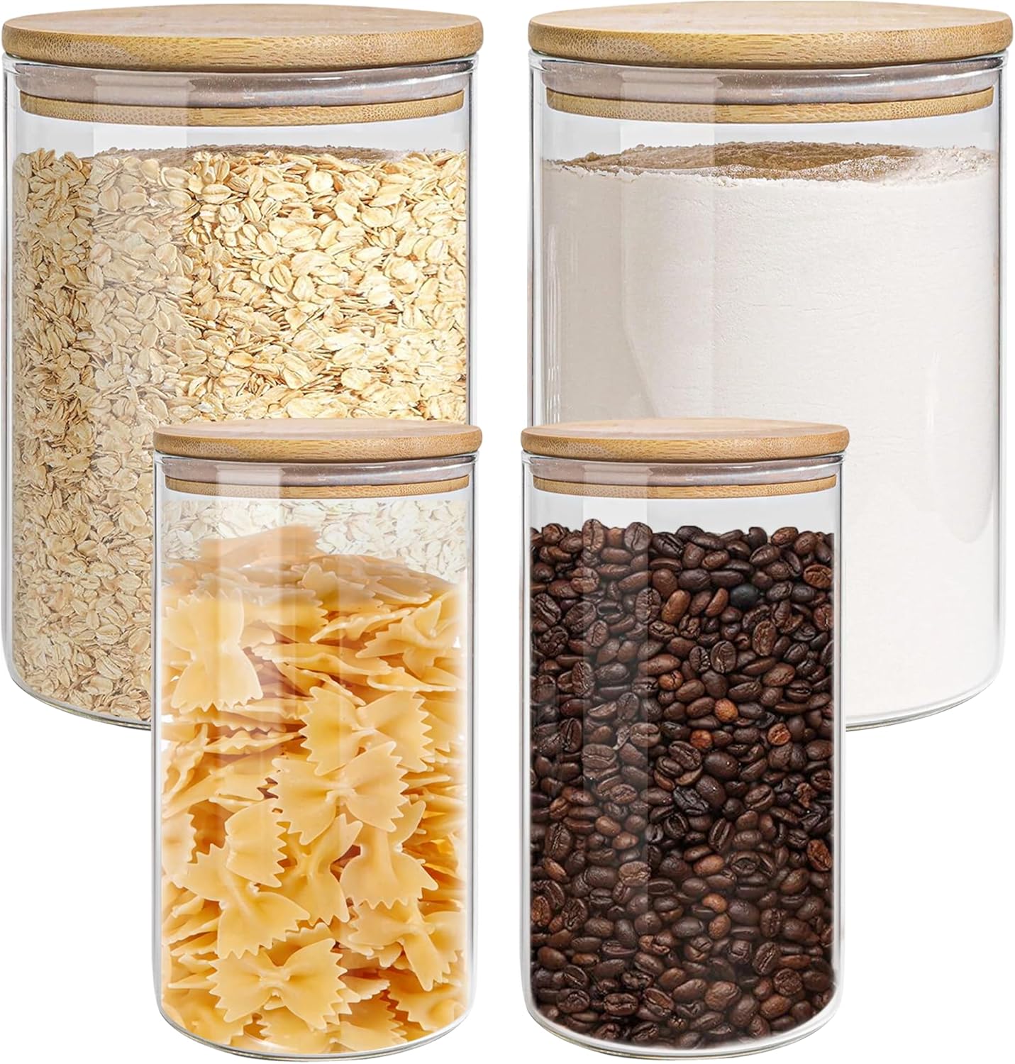 Elegant Glass Storage Jars Set with Airtight Bamboo Lids