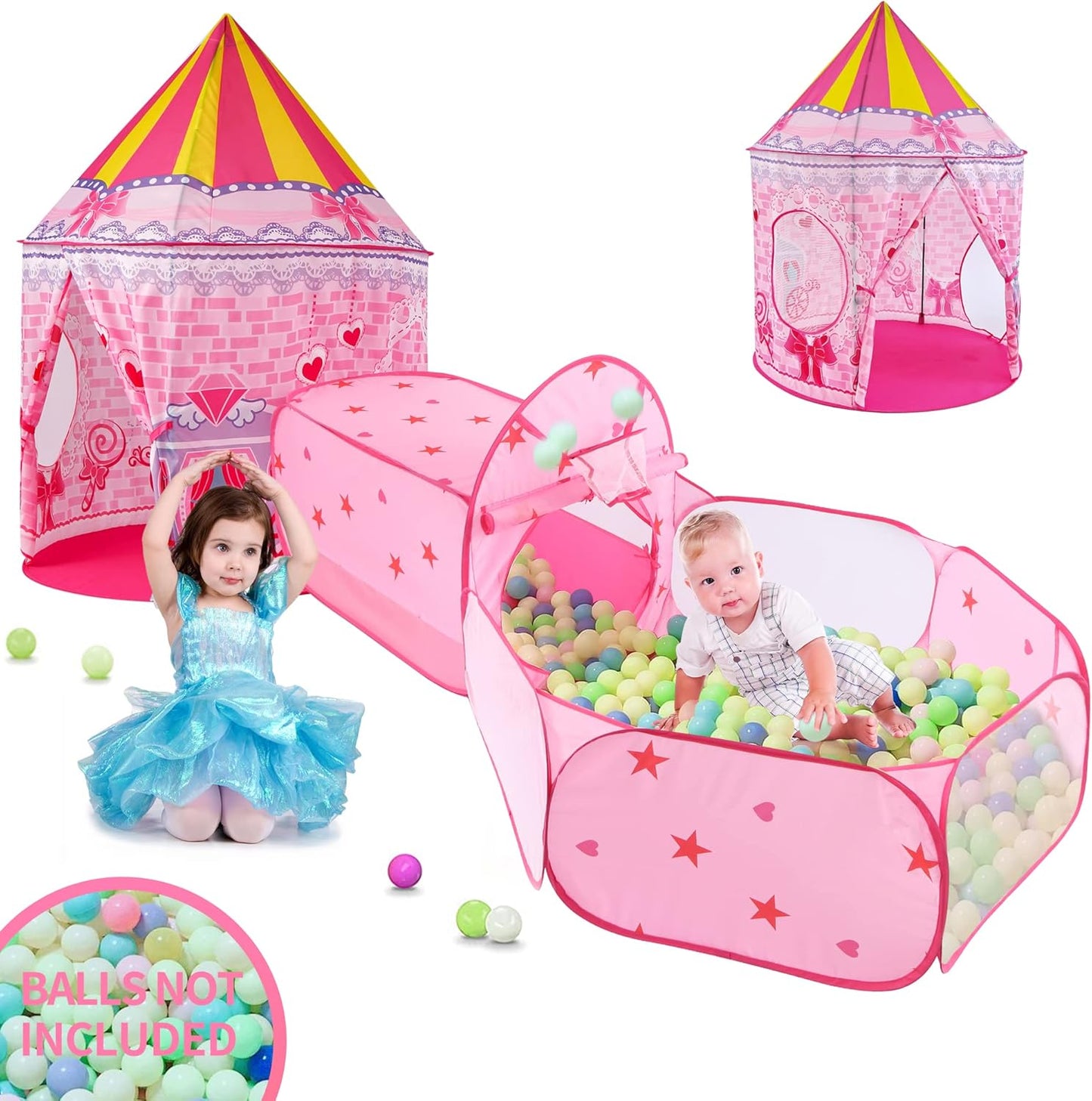 3pc Princess Fairy Tale Play Tent Set - Indoor Outdoor Fun!