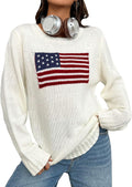 SweatyRocks Flag Pattern Long Sleeve Pullover Sweater - Casual Comfort