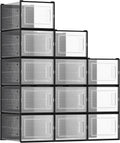Shoe Boxes Stackable Clear Plastic Organizers - 12-Pack for Closets