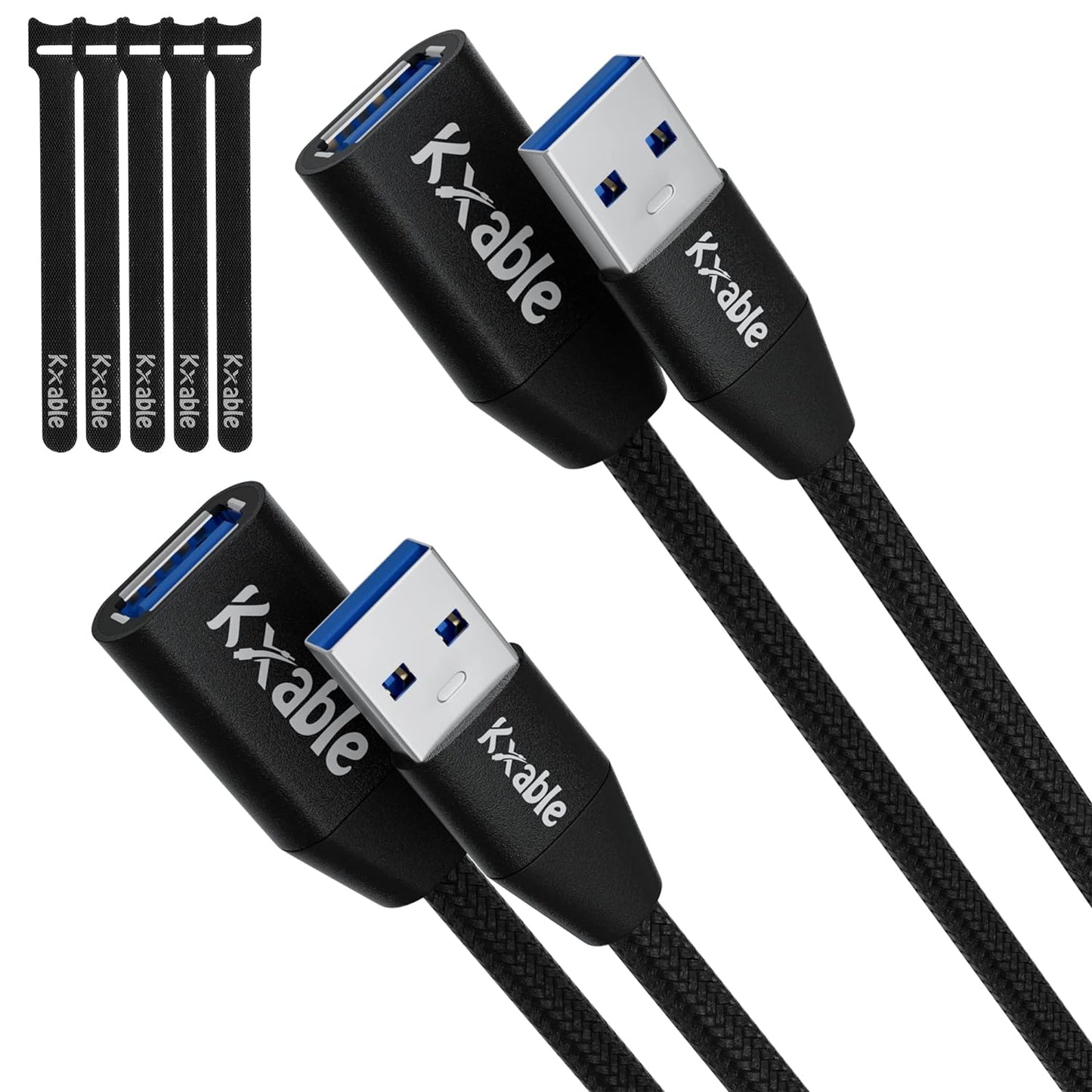 Nylon Braided USB 3.0 Extender 6ft - Pack of 2, 5Gbps Data Transfer - Compatible with Various Devices!