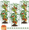 6 Pack Tomato Cage Square Plant Support Cages for Garden - Adjustable