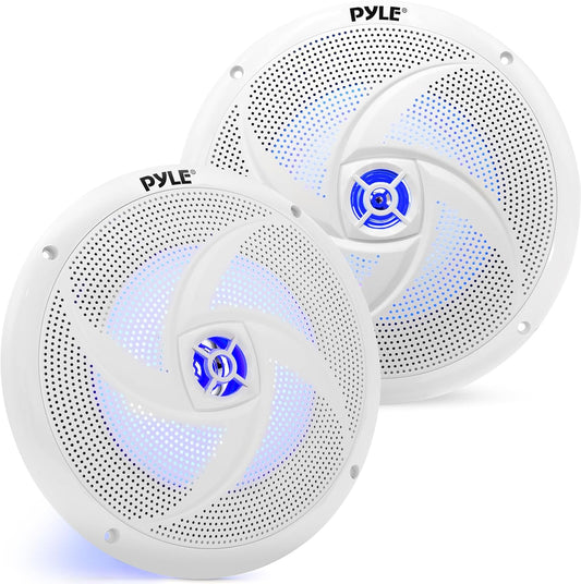Pyle 8 Marine Speakers - Superior 160W Sound, Blue LED, Water-Resistant