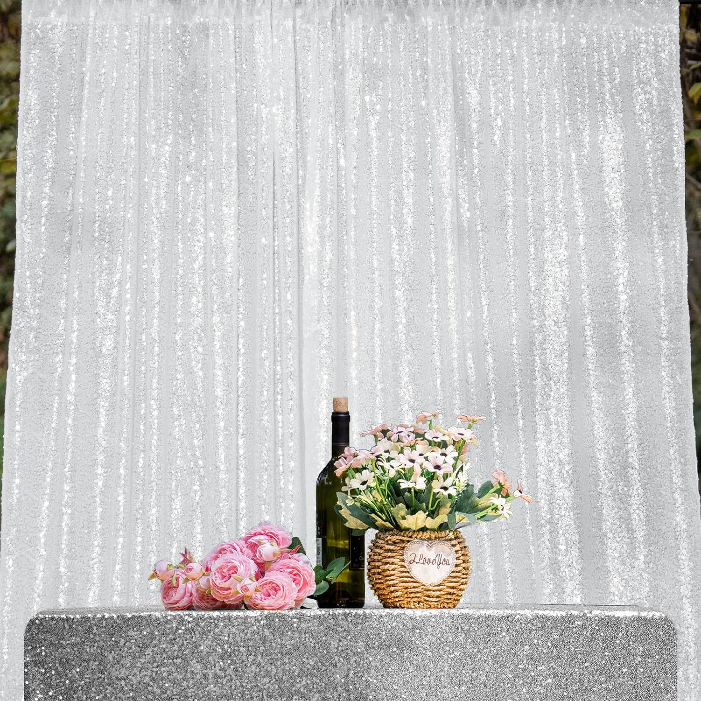 Sparkling 8x10ft Sequin Backdrop for Parties