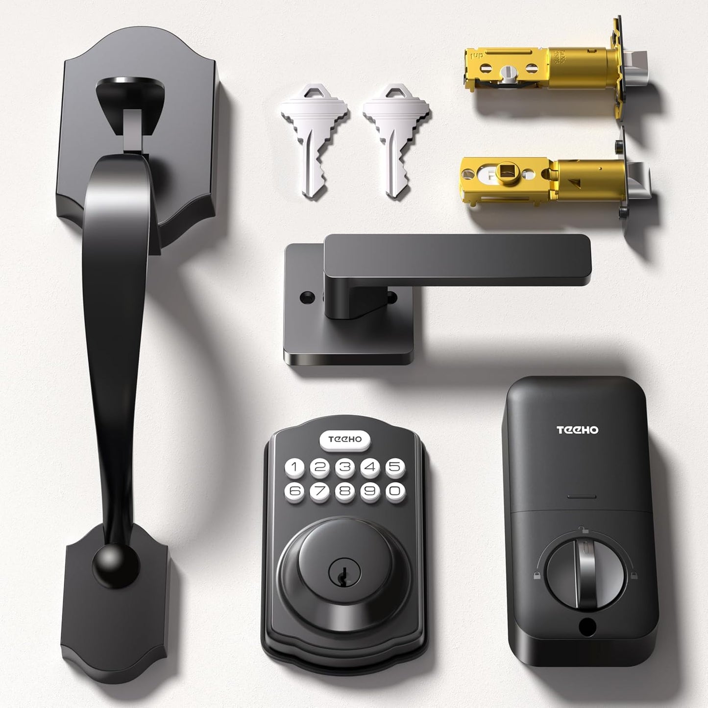 Keyless Entry Door Lock Deadbolt with Handle Set - Matte Black