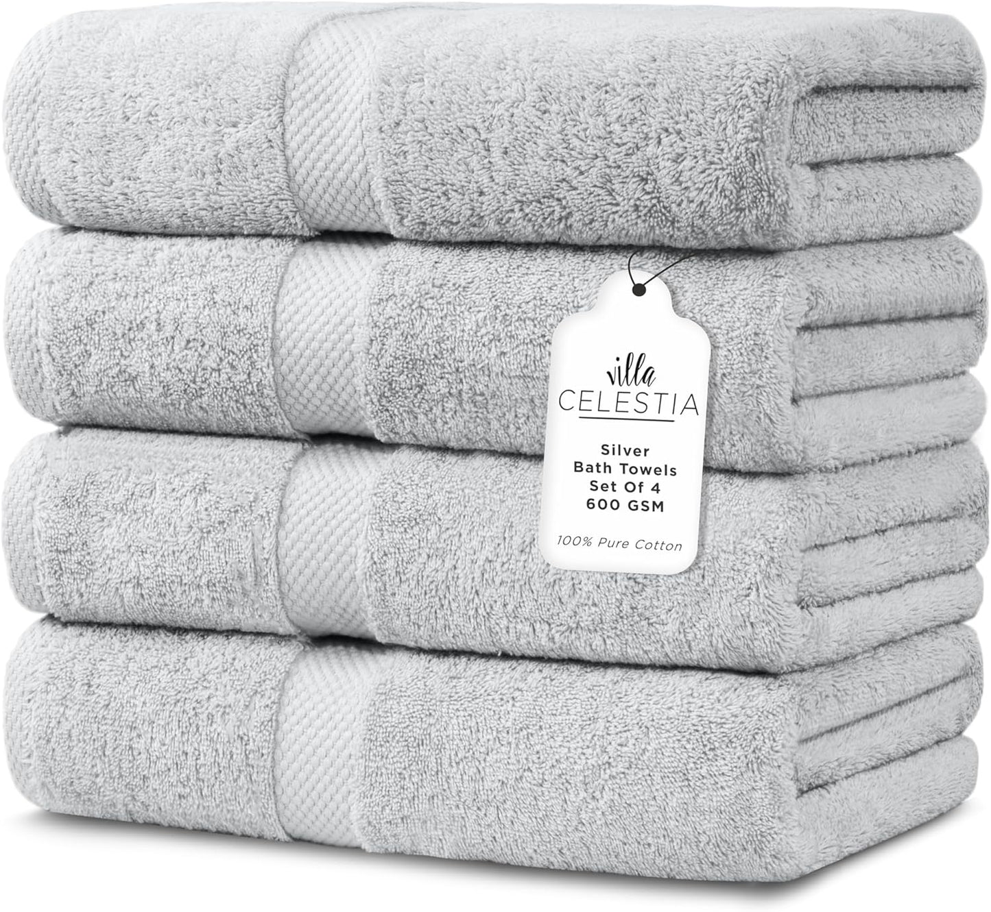 600 GSM Premium Light Grey Bath Towels Set for Comfort and Style