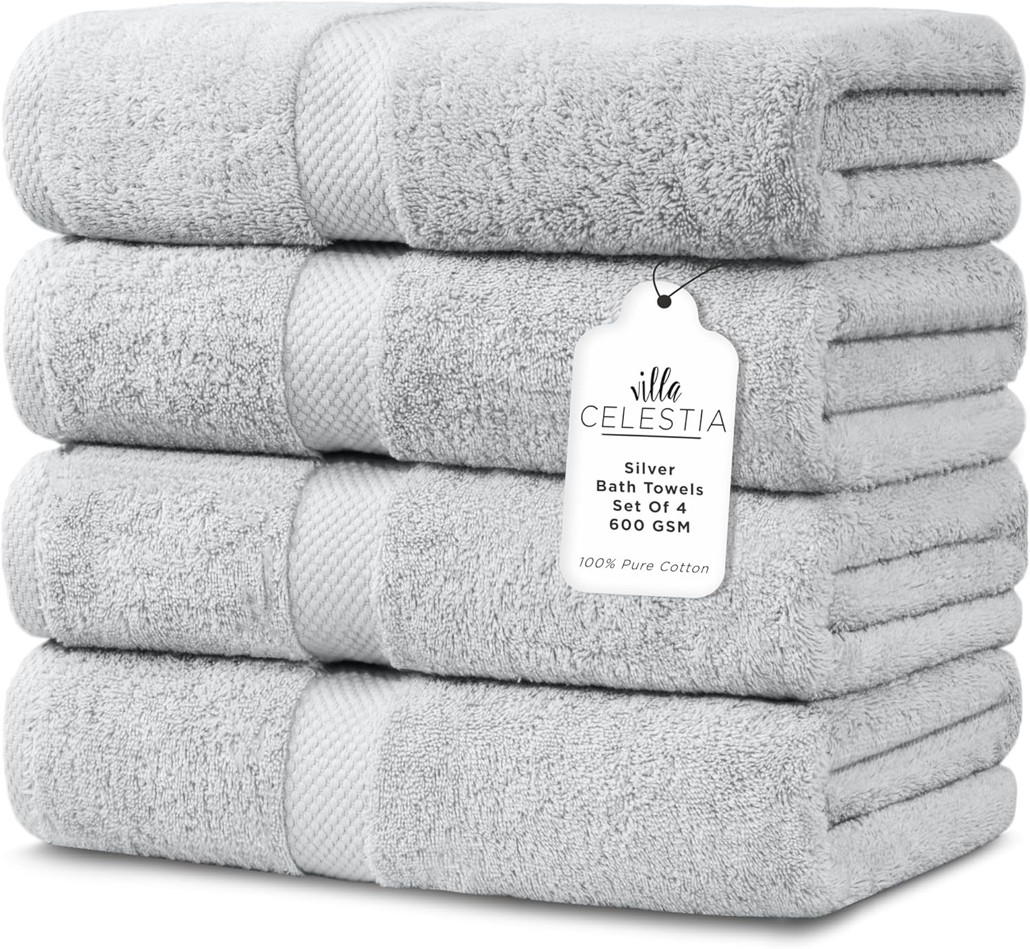 600 GSM Premium Light Grey Bath Towels Set for Comfort and Style