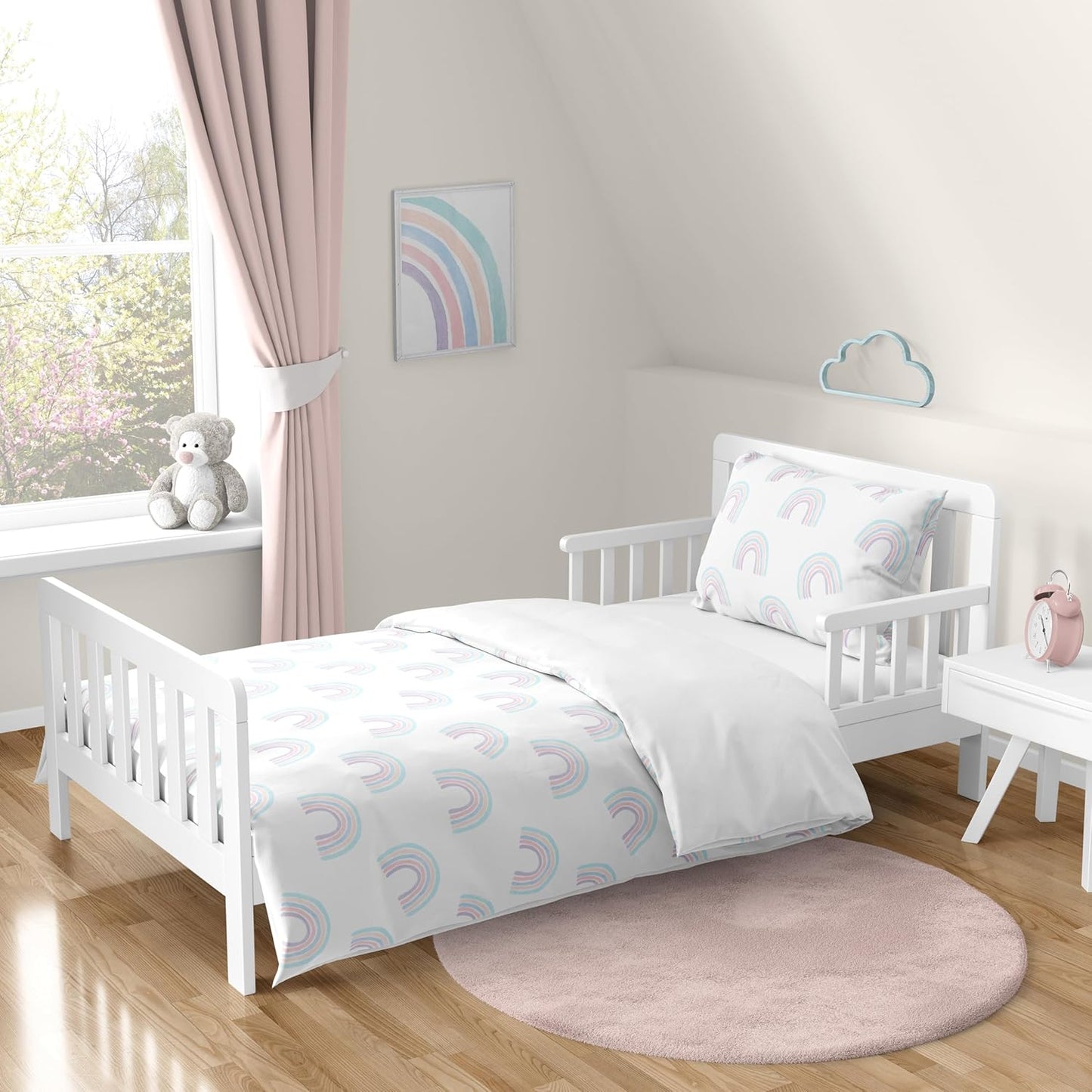 Pastel Rainbow Toddler Comforter Bedding Set by Sweet Jojo Designs
